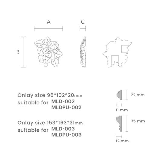 Architecture solid oak appliques 